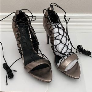 Nasty Gal pewter lace up sandal 8.5